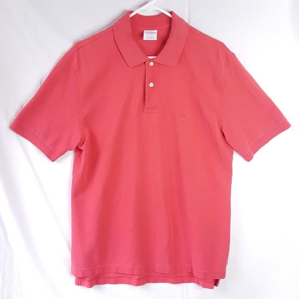 Men's Brooks Brothers Size M Performance Polo Coral Red Original Fit All Cotton